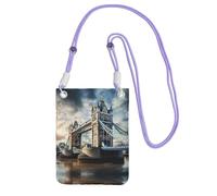 Hgnbcsa Petit sac à bandoulière historique avec imprimé pont de Londres pour femme, mini sac à main pour téléphone portable, sac à main de voyage, violet, Taille unique