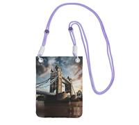 Hgnbcsa Petit sac à bandoulière historique avec imprimé pont de Londres pour femme, mini sac à main pour téléphone portable, sac à main de voyage, violet, Taille unique