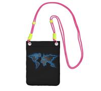 Hgnbcsa Petit sac à bandoulière imprimé carte du monde pour femme, mini sac à main pour téléphone portable, sac à main de voyage, Fuchsia, Taille unique