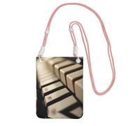 Hgnbcsa Petit sac à bandoulière imprimé clé de piano pour femme, mini sac à main pour téléphone portable, sac à main de voyage, rose, Taille unique