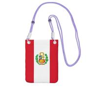 Hgnbcsa Petit sac à bandoulière imprimé drapeau du Pérou pour femme, mini sac à main pour téléphone portable, sac à main de voyage, violet, Taille unique