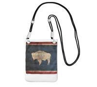 Hgnbcsa Petit sac à bandoulière pour femme, mini sac à bandoulière pour téléphone portable, sac à main de voyage avec drapeau de l'État du Wyoming, Noir , Taille unique