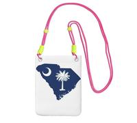 Hgnbcsa Petit sac à bandoulière pour femme, mini sac à bandoulière pour téléphone portable, sac à main de voyage avec drapeau de la Caroline du Sud, Fuchsia, Taille unique