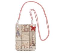 Hgnbcsa Petit sac à bandoulière pour femme, motif bateau, plage, étoile de mer, coquillage, sac à main pour téléphone portable, sac à main de voyage, rose, Taille unique