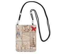Hgnbcsa Petit sac à bandoulière pour femme, motif bateau, plage, étoile de mer, coquillage, sac à main pour téléphone portable, sac à main de voyage, Noir , Taille unique