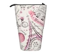 hgnbcsa Romantique Paris Trousse à crayons avec fermeture éclair et fermeture éclair - Design télescopique - Compact à extensible - Pour articles de papeterie, cosmétiques