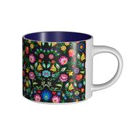 hgnbcsa Sugar Horror - Tasses en céramique imprimées avec motif tête de mort et fleurs - Grande capacité - Avec fond antidérapant - Pour la maison, la cuisine, le bureau