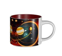 hgnbcsa Tasses en céramique imprimées avec inscription « Solar System Jupiter Saturn » - Grande capacité - Avec fond antidérapant - Pour la maison, la cuisine, le bureau