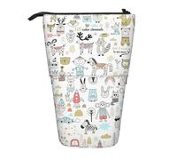 hgnbcsa Trousse à crayons avec fermeture éclair, motif lapin, renard, Dee, sac télescopique, compact à extensible, pour papeterie, articles cosmétiques