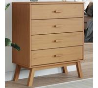 HGNFREF Buffet en bois de pin massif avec 4 tiroirs, armoire à tiroirs en bois massif scandinave et rustique comme armoire d'appoint avec tiroirs, commode en bois de pin pratique