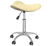 HGNFREF Chaise de bureau en cuir synthétique crème réglable en hauteur avec cinq roulettes et fonction pivotante à 360 degrés, facile d'entretien pour un usage quotidien pour un maximum de 110 kg