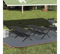 HGNFREF Lot de 2 lits de camping pliants pour l'extérieur - Cadre de lit portable - Pour le camping - Pour la nature - Noir