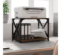 HGNFREF Support d'imprimante à 2 étagères marron aspect chêne 44 x 26 x 31,5 cm Support de bureau avec pieds réglables en bois et structure en métal pour imprimantes, dossiers et livres
