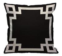 HGOD Designs Housse de coussin avec bordure de clé grecque, motif à rayures géométriques élégantes et audacieuses Noir et blanc Décoration de la maison pour salon, canapé, chaise 45 x 45 cm