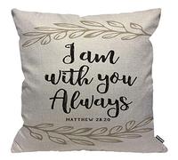 HGOD DESIGNS Housse de coussin Matthew Jesus I Am with You Always Bible Scripture Taie d'oreiller décorative pour homme/femme, salon, chambre à coucher, canapé, chaise 45 x 45 cm