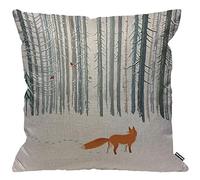 HGOD DESIGNS Housse de coussin motif renard sur forêt hivernale - Décoration d'intérieur pour homme/femme - 45 x 45 cm