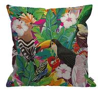 HGOD DESIGNS Housse de coussin perroquet, oiseaux tropicaux, feuilles de toucan et fleurs d'hibiscus - Décoration d'intérieur pour homme/femme - Pour salon, canapé, chaise - 45 x 45 cm