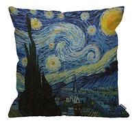 HGOD DESIGNS Housses de Coussin Van Gogh Arts Starry Night étoilé Nuit Taies d'oreillers Maison Décoration pour Hommes Femmes Garçon Fille Chambre Salon Canapé Voiture Coussins Oreillers 45 x 45 cm