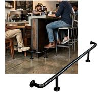 HGOuhK Kit Repose-Pieds pour Barre Kit de Rail Pied Barre for comptoir Barres, Support Garde-Corps en Acier Inoxydable fixé au Mur for Restaurant, Cuisine, café(Black,5.0M/16.40FT)