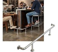 HGOuhK Kit Repose-Pieds pour Barre Kit de Rail Pied Barre for comptoir Barres, Support Garde-Corps en Acier Inoxydable fixé au Mur for Restaurant, Cuisine, café(Silver,1.5M/4.92FT)