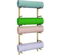 HGOuhK Support mural pour tapis de yoga à 9 niveaux en métal pour serviette en mousse - Support mural pour salle de sport - Doré