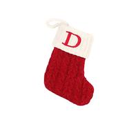 Hgq132 Chaussettes de Noël avec initiales en tricot rouge et blanc pour décoration de vacances en famille et cheminée d'arbre de Noël (D, taille unique)