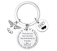 Hgreiwgk Porte-clés commémoratif pour papa, cadeau de condoléances pour la perte de papa, cadeau d'ange, cadeau funéraire, cadeau de commémoration, cadeau de deuil, cadeau de condoléances, Argenté.,