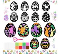 HGRGHH 12 Pièces Artisanat de Pâques Enfant, Gommettes Pâques Deco Kit, Artisanat Pâques Papier, DIY Oeuf Lapin Bricolage Activite Manuelle Enfants, Cadeau Décoration de Fête de Pâques Printemps
