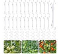 HGRGHH 25 Crochets de Tomate de Jardin en Métal avec 30 Clips de Tomates et Corde de 10 m, Crochets de Support pour Tomates, Clips de Support de Plantes pour Légumes, Tomates, et Plants de Vignes