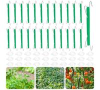 HGRGHH 25 Crochets de Tomate de Jardin en Métal avec 30 Clips de Tomates et Corde de 10 m, Crochets de Support pour Tomates, Clips de Support de Plantes pour Légumes,Tomates, et Plants de Vignes（Vert）