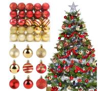 HGRGHH 50 PCS Boules de Noël en Plastique, Boules de Noël, Decoration Sapin Noel, Pendentif Boule Décorative Plastique, Boules Sapin de Noel en Or Rouge, Decoration Noel Interieur Maison, Fête, 4CM