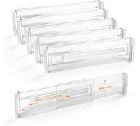 HGRGHH 6 Pièces Séparateurs de Tiroirs, Separateur Tiroirs Réglable, Organisateur de Tiroir Transparents, Organisateur Diviseurs de Tiroir pour Cuisine, Commodes, Salle de Bain (30-52cm)