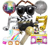HGSHUO Ballons Aluminium Disco Anniversaire Décoration Ballons Années 70 80 90 Balloons Helium Disco Ball Décoration de Fête Rétro 9 Pièces