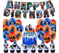 HGSHUO Ballons Monster Anniversaire Décoration Dinosaure Ballons en Latex Décoration de Gâteau Bannière Happy Birthday Fête d'anniversaire Deco Enfants