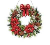 HGSHUO Décoration de Noël Couronne de Porte Fenêtre Couronne de Noël Suspendue Diamond Painting Arbre de Noel Noeud Papillon