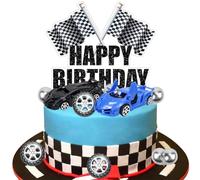 HGSHUO Décoration Gateau Voitures de Course Décoration de Gâteau Anniversaire Cars Cake Topper Happy Birthday Topper Gâteau Décoration Cupcake Courses