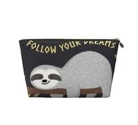 HGSLQDEE Follow Your Dreams Trousse de toilette de voyage en cuir avec motif paresseux, doré, Taille unique