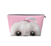 HGSLQDEE Jolie trousse de toilette de voyage en cuir imprimé chien maltais sac de rangement portable, Argenté., Taille unique