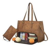 HGSTM Lunch et Tote pour Femmes, Sac à Main 2 en 1 avec Compartment Insulé pour Déjeuner, Compatible Ordinateur Portable, Enveloppe en PU Étanche pour Travail, Bureau, Brown