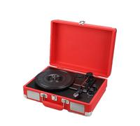 HGSTM Platine Vinyle Portable Valise, Stylet Bluetooth rétro, Diamant Rubis, Lecture USB 33/45/78 Tours/Minute, Compatible avec Les platines 7/10/12 Pouces, Audio intégré, Installation Facile(Red)
