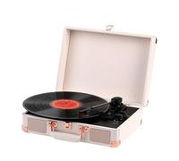 HGSTM Platine Vinyle Portable Valise, Stylet Bluetooth rétro, Diamant Rubis, Lecture USB 33/45/78 Tours/Minute, Compatible avec Les platines 7/10/12 Pouces, Audio intégré, Installation Facile(White)