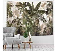 HGTC Tapisserie Murale Feuilles Tropicales Fleurs Motif Plage Murale Animal Toile de Fond Mur Tissu Tapis Tapisserie Murale pour Salle de Séjour