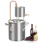 HGTRH Alambic Domestique en Acier Inoxydable, Distillateur d'alcool Professionnel avec Thermomètre et Tube Cuivre pour Whisky Vodka Gin Design Anti-Adhésif Inclut Sac Filtre & Grille 50L
