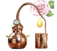 HGTRH Alambic en Cuivre Pur 5L, Distillation Maison Huiles Essentielles avec Condenseur Cuivre Finition Martelée Compatible Gaz Électrique Céramique Poêle Bois