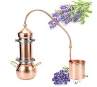HGTRH Alambic en Cuivre Pur avec Condenseur Cuivre, Distillateur Multimode Maison pour Huile Essentielle Base Universale Compatible Gaz Induction Bois 3L