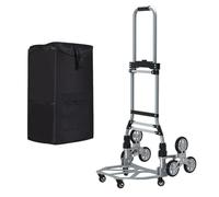 HGTRH Chariot Escalier Lourd, Diable Pliable 70kg avec Roues Caoutchouc Tout-Terrain et Sac Détachable Chariot de Transport Pliable pour Déménagement Courses 4 Wheels with Bag