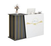 HGTRH Comptoir de Réception pour Centre de Beauté, Bois Comptoir d'accueil Professionnel avec Tiroir Verrouillable, Comptoir de Caisse Magasin pour Maison Bureau Magasin de Vêtements Grey 100cm