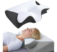 HGTRH Oreiller Ergonomique Cervical, 2 en 1 Oreiller Orthopédique à Mémoire de Forme pour la Nuque, Coussin pour Dormir sur Le Côté et sur Le Dos Black