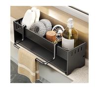 HGTRH Organisateur D'évier de Cuisine, Porte Eponge Evier Cuisine Porte-éponge avec Porte - Serviettes et Amovible Diviseur Drainage Automatique Black