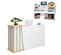 HGTRH Petit Comptoir Caisse Commerce, Comptoir Accueil Professionnel, Comptoir De Magasin De DéTail avec Deux Tiroirs Et Une Armoire pour Magasin De VêTements, DéPanneur, Klinik White 100cm